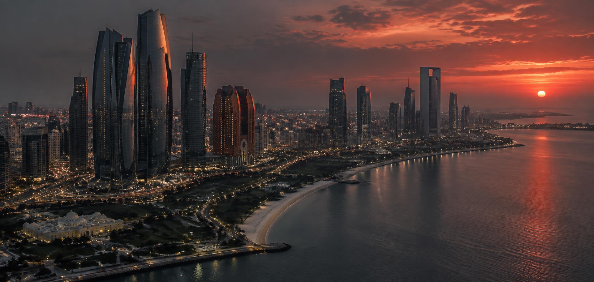 Abu Dhabi skyline at dusk